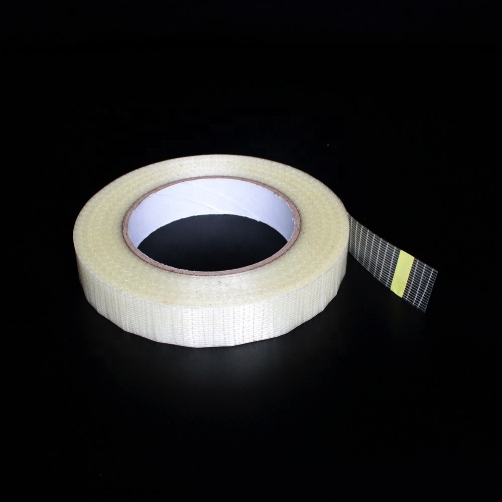 Recyclable Heavy Duty Straight and Cross Mesh Fiber Fiberglass Reinforced Filament Strapping Packing Self Adhesive Tape