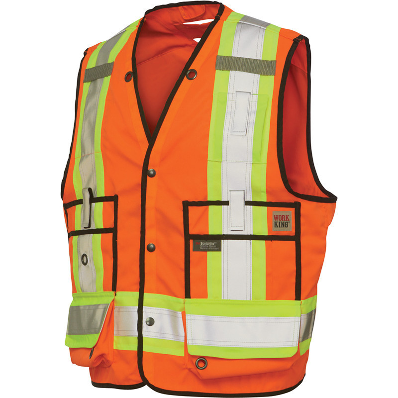 Reflective orange safety vest  with pockets security sanitation worker's uniform Safety reflective waistcoat