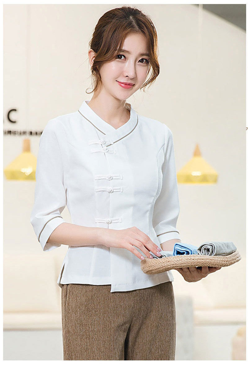 Cotton and linen fabric female Thai SPA scrub suit sets Beauty salon uniform Nail shop uniform