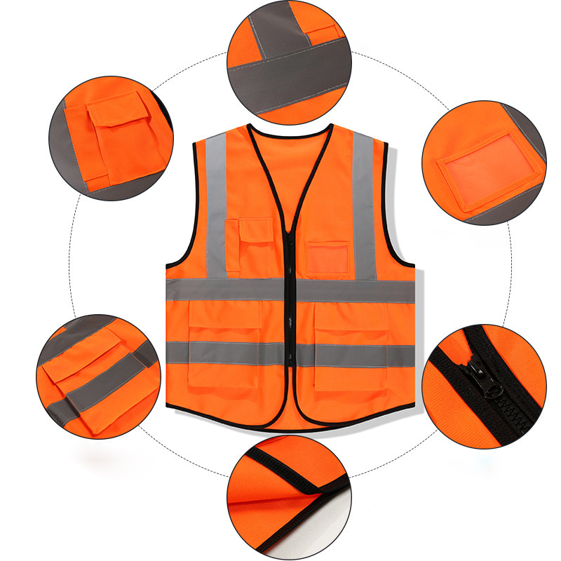 high visible custom color reflective safety vest with pocket night road work