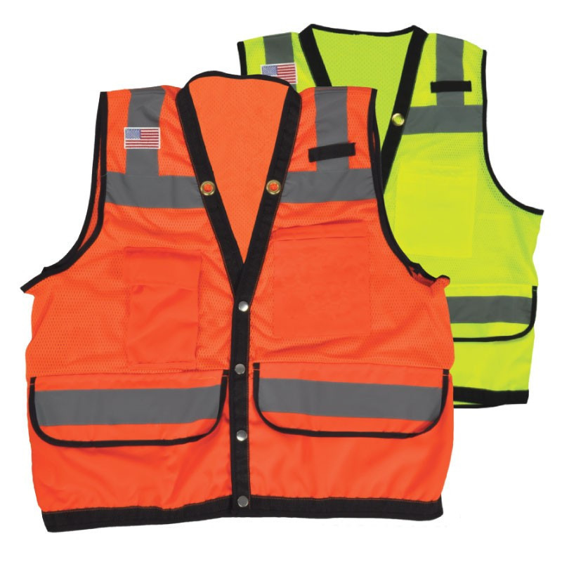 Reflective orange safety vest  with pockets security sanitation worker's uniform Safety reflective waistcoat