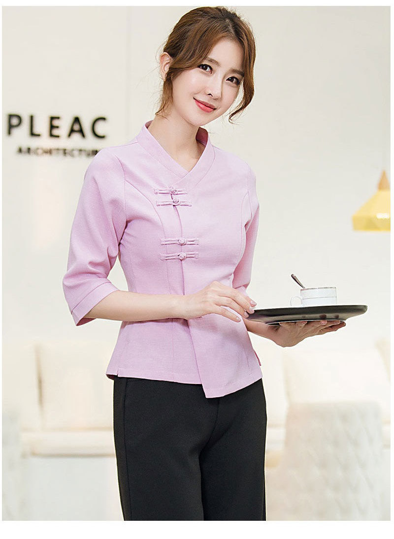 Cotton and linen fabric female Thai SPA scrub suit sets Beauty salon uniform Nail shop uniform