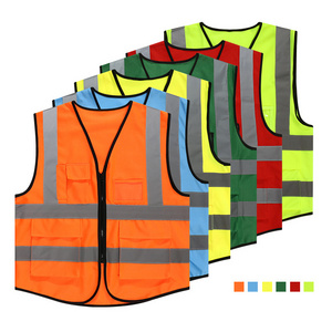 high visible custom color reflective safety vest with pocket night road work