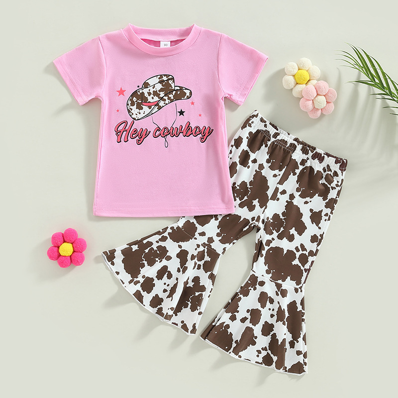 Green Horizon Baby Clothing Set baby dress girls Custom Logo Girl Bell Bottom Outfits 2pcs Boutique clothing Clothes girls' sets