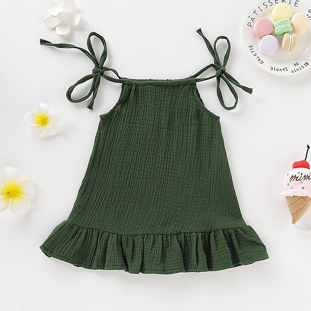 Fancy Summer Baby Girl Mini Dress with bows and ruffles multi-color cotton sleeveless girl dress toddler girl clothes dress