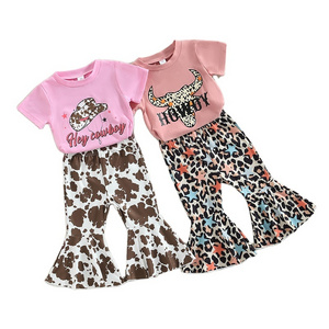 Green Horizon Baby Clothing Set baby dress girls Custom Logo Girl Bell Bottom Outfits 2pcs Boutique clothing Clothes girls' sets