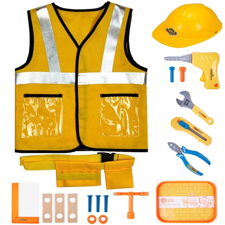 Green Horizon IPlay ILearn Construction Worker Costume Kit For Kids Role Play Toy Set Career Costumes Heavy worker cosplay