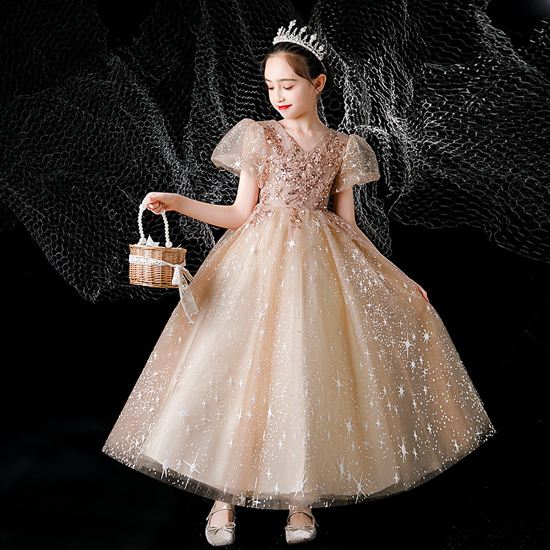 Green Horizon 2023 Wholesale Girls Boutique Clothing Children Birthday Wedding Party Wear Evening Elegant Kids Girl Dress