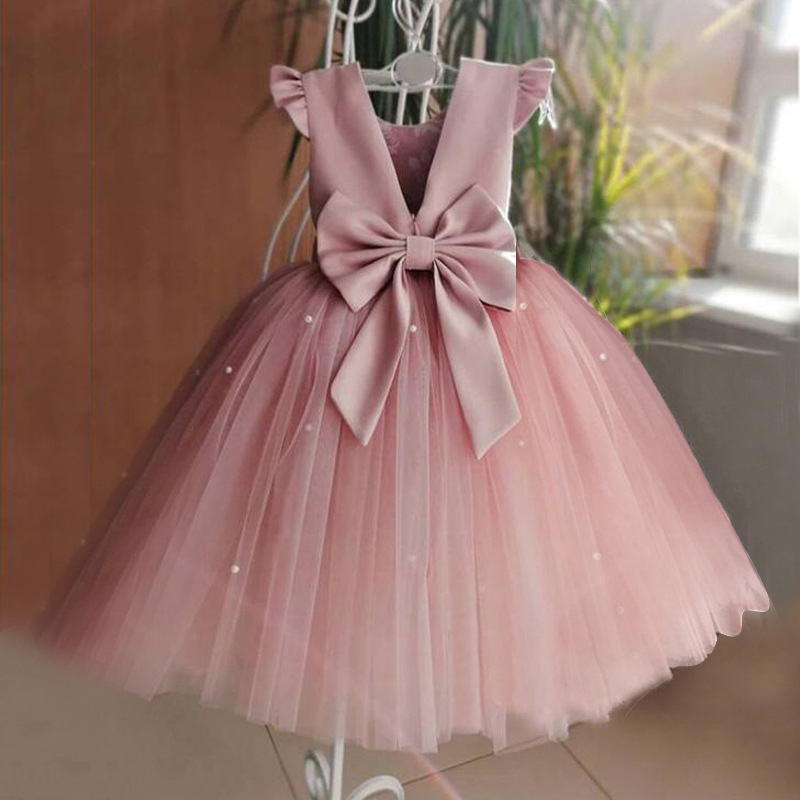 Green Horizon summer ball gown kid girl clothing sleeveless girl satin tulle birthday party backless princess dress