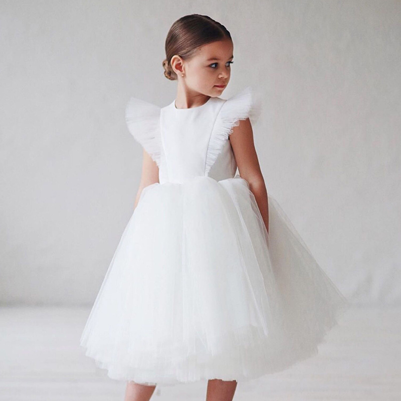 Green Horizon Kids Fancy Party Dress Child Lace Puffy Frock Flower Girls Wedding Bridesmaid Tulle Gowns Dress for Kids Summer