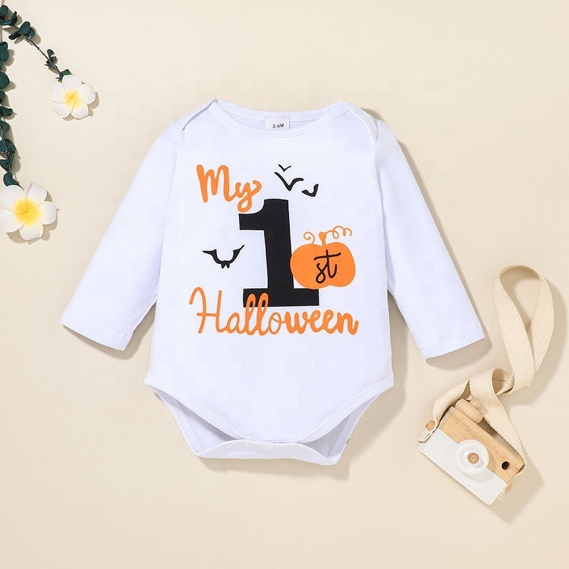 My 1st Halloween 3 Piece Set Cute Pumpkin Long Sleeve Romper + Mesh Skirt Headband Set Baby Girls Halloween Costumes