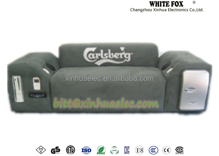 sofa with mini fridge and mini cooler for wine or beer