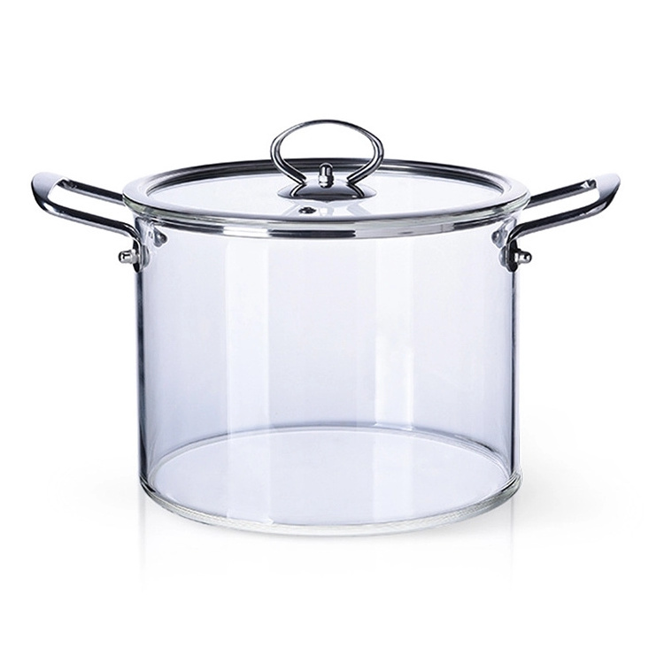 2.5L/3.5L//4.5L/5.5L stainless steel handle glass pot for cooking High quality kitchenware pot glass cooking pot