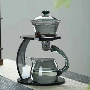 39Years Factory New Grey Color Design Glass Kettle Stovetop & Microwave Safe High Borosilicate Automatic Style Glass Tea Pot