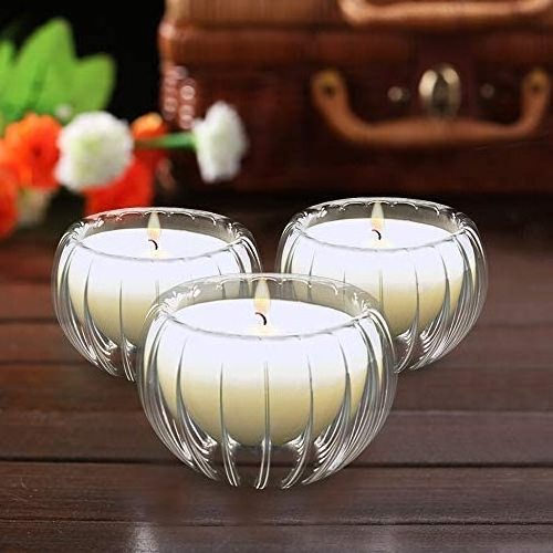 2.56in*1.65in Glass Candle Container Pumpkin shaped double wall glass Candle holder 6 packs