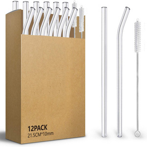 Clear Drinking Healthy Reusable Eco Friendly BPA Free Glass Straws