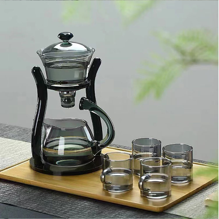 38Years Factory New Grey Color Design Glass Kettle Stovetop & Microwave Safe High Borosilicate Automatic Style Glass Tea Pot