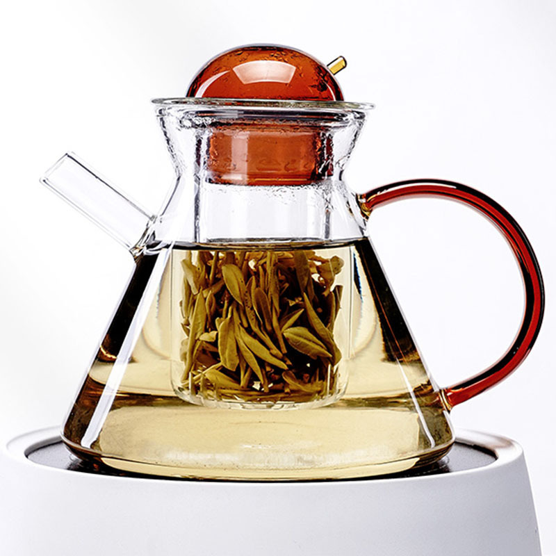 Christmas Gift Brewing Clear Cooking Glass Teapot With Warmer Set