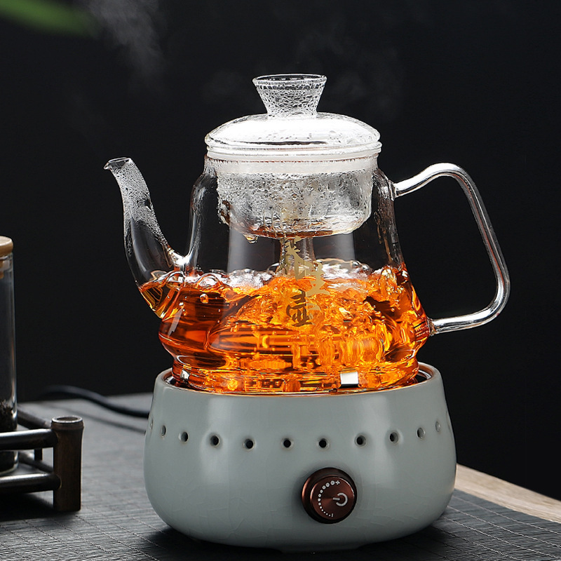 The thickened glass health electric ceramic oven is resistant to high temperature tea steaming teapot