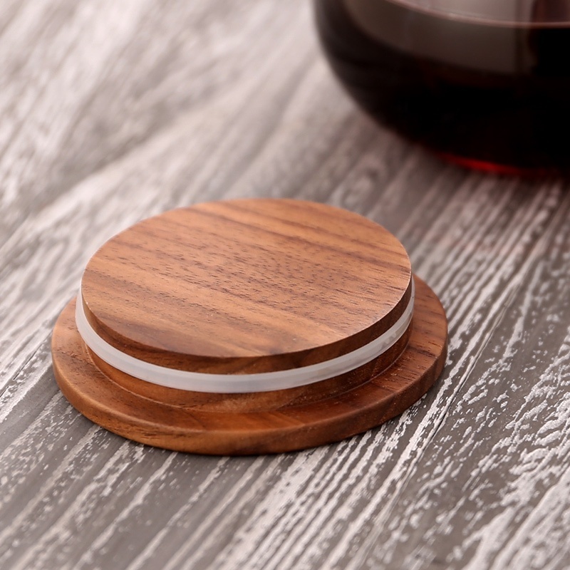 Round shape  walnut lid heat resistant glass coffee share pot