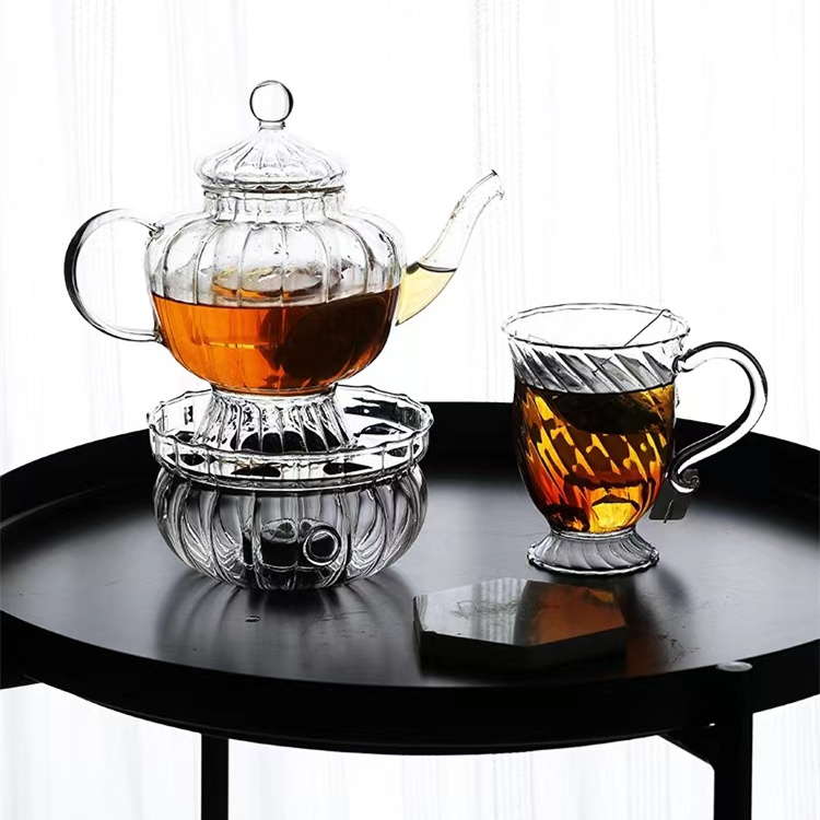 British style transparent heat-resistant glass teapot afternoon tea flower tea retro teapot