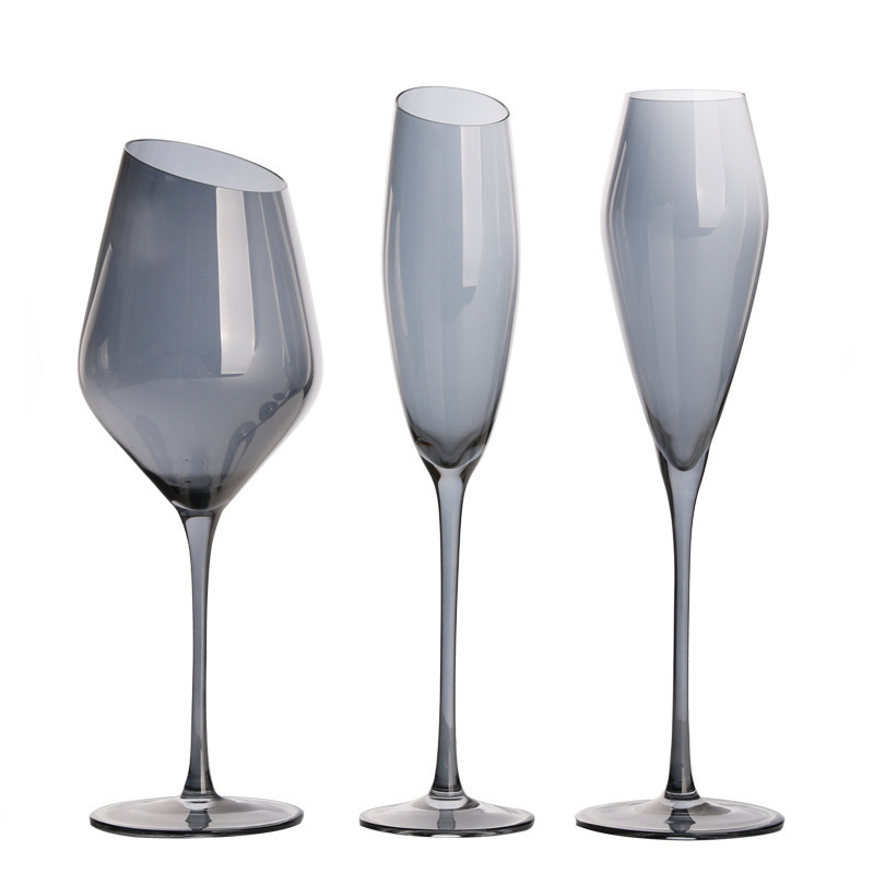 electroplated champagne flutes amber grey rainbow crystal glasses bevel wine glass goblet