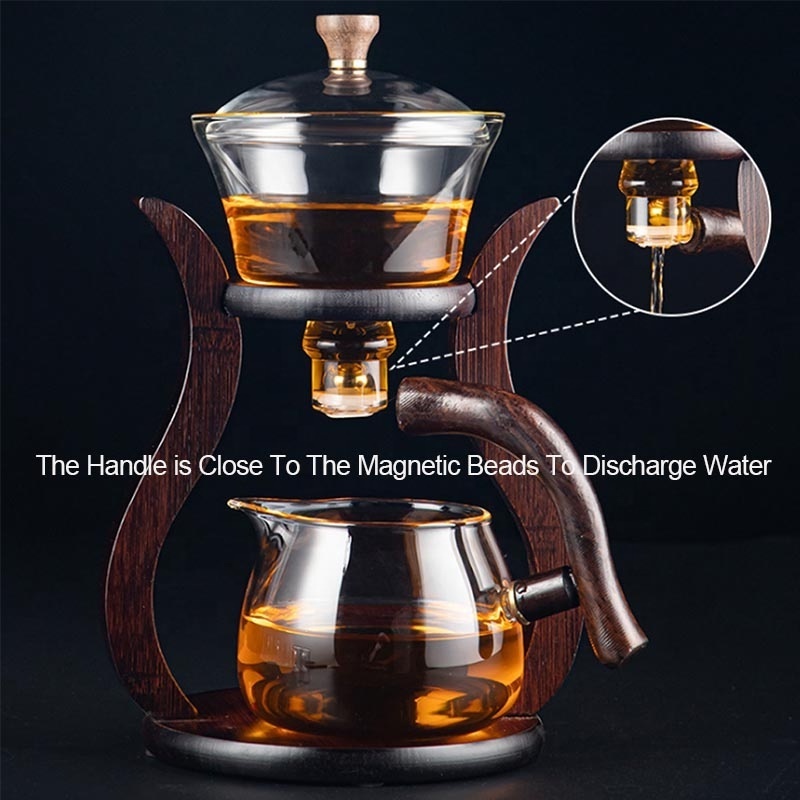 HeatResistant Glass Tea Set Magnetic Water Diversion Rotating Cover Bowl Semi_Automatic Tea Maker Lazy Kungfu Drip TeaPot