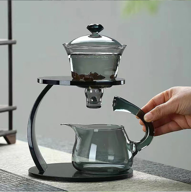 38Years Factory New Grey Color Design Glass Kettle Stovetop & Microwave Safe High Borosilicate Automatic Style Glass Tea Pot