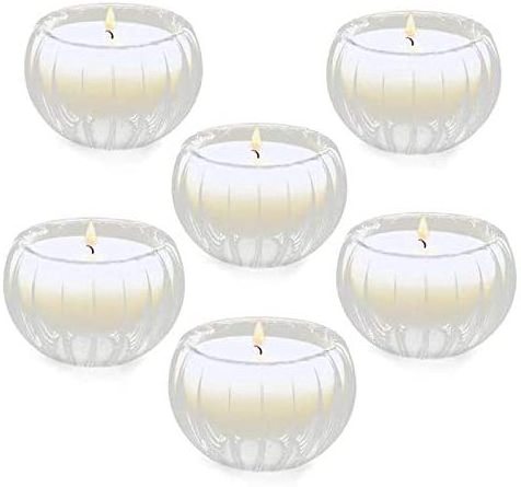 2.56in*1.65in Glass Candle Container Pumpkin shaped double wall glass Candle holder 6 packs