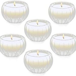 2.56in*1.65in Glass Candle Container Pumpkin shaped double wall glass Candle holder 6 packs