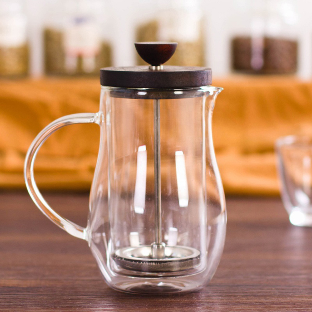 High Borosilicate Double Wall Glass French Pressing Coffee Pot Vacuum Insulated Thermal French Press Coffee Maker