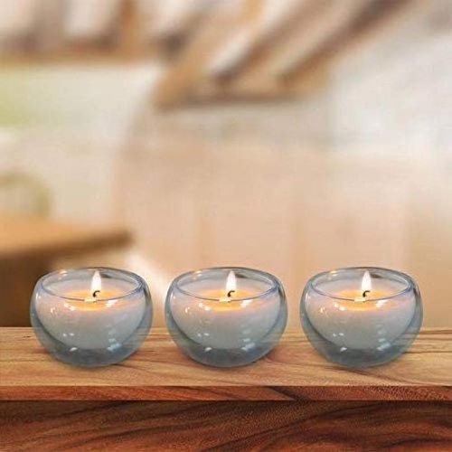 2.56in*1.65in Glass Candle Container Pumpkin shaped double wall glass Candle holder 6 packs