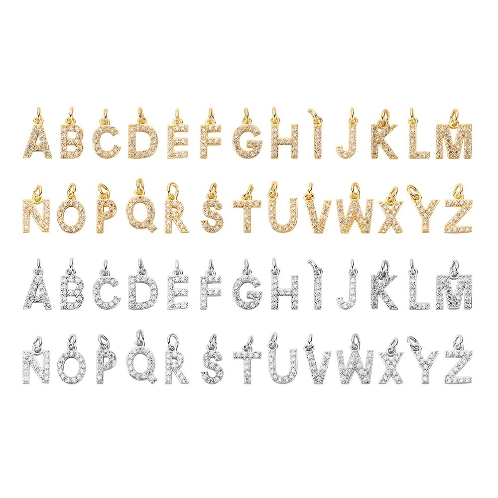 High Quality Brass S925 Small Initial 26 Alphat Letters DIY CZ Charms Pendants For Necklace Bracelets Jewelry Findings