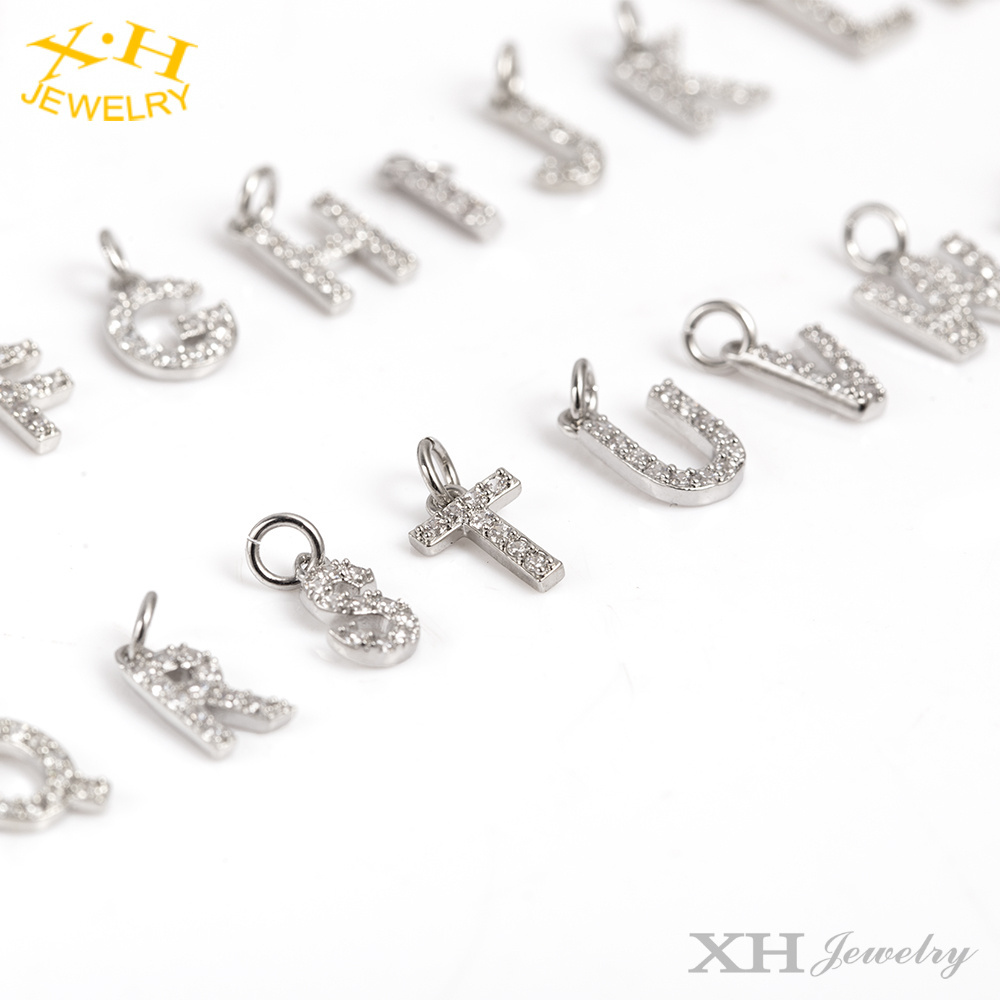 High Quality Brass S925 Small Initial 26 Alphat Letters DIY CZ Charms Pendants For Necklace Bracelets Jewelry Findings