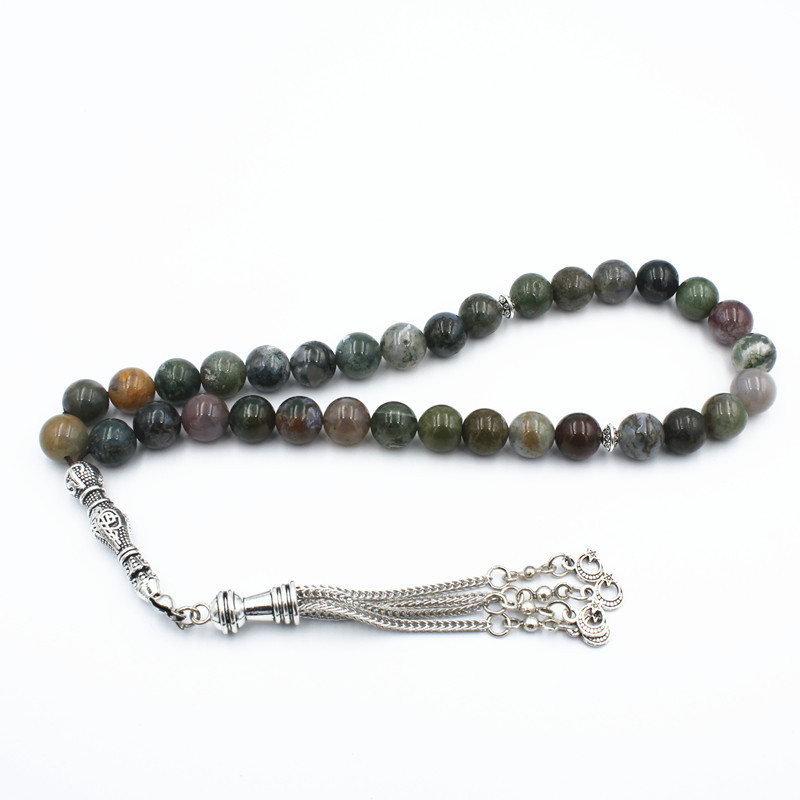 10mm Natural Gemstone Jewelry for Women Men 33 Beads Islamic Muslin Prayer Tasbih Rosary Necklace