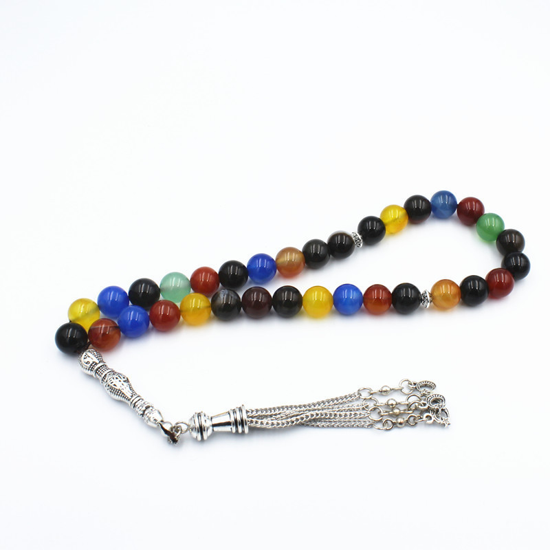 10mm Natural Gemstone Jewelry for Women Men 33 Beads Islamic Muslin Prayer Tasbih Rosary Necklace