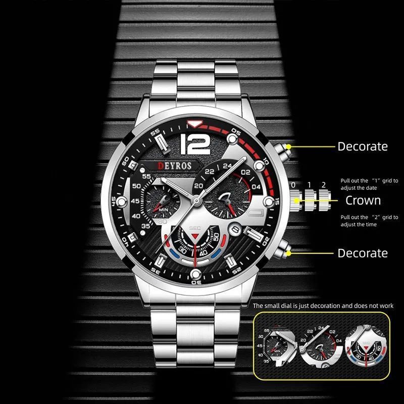 Fashion Quartz Watches Bracelet Set With Box FD058 Sport Business Clock Calendar watches for men Reloj Jewelry sets