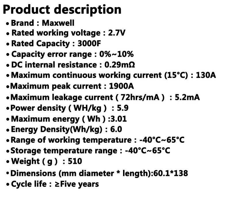 supercapacitor 27v 2.7v 3000f hybrid car audio maxwell super capacitor battery