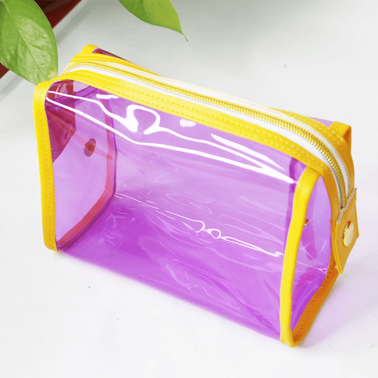 Custom Logo Women Bulk Neon Pvc Cosmetic Bag Transparent Makeup Pouch Waterproof Clear Travel Toiletry Bags