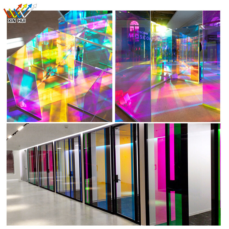 Eco-friendly PET Material Dichroic Rainbow Iridescent Decorative Hologram Film For Window And Glass