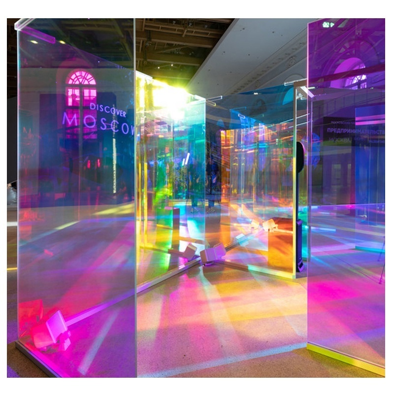 Eco-friendly PET Material Dichroic Rainbow Iridescent Decorative Hologram Film For Window And Glass