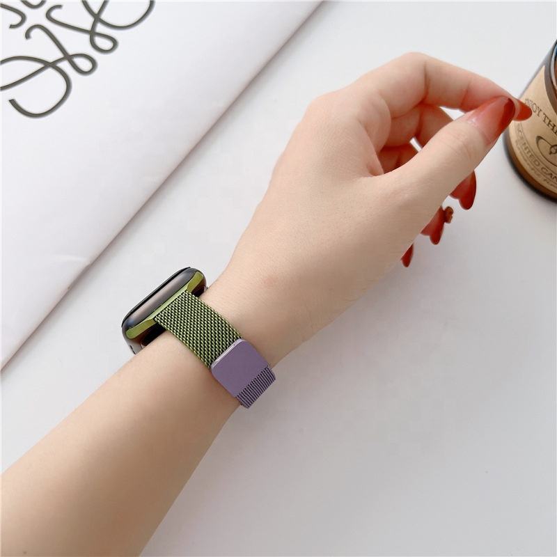 Fashion Stainless Steel Bracelets Watch Strap For iphone Watch 7 6 5 4 Band Milanese Strap Wristband Gradual Change Color Thin