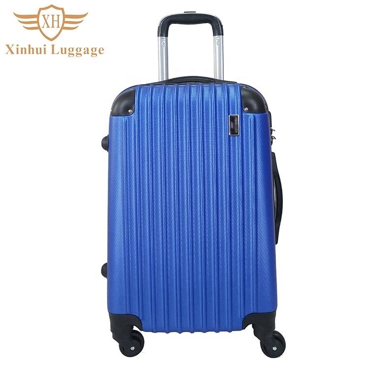 High quality 3 piece ABS material 4 wheels blue travel trolley zipper luggage suitcase set with TSA locks