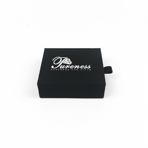 Fashion Black DrawerJewelry Cardboard  Box With Ribbon Pull Tab