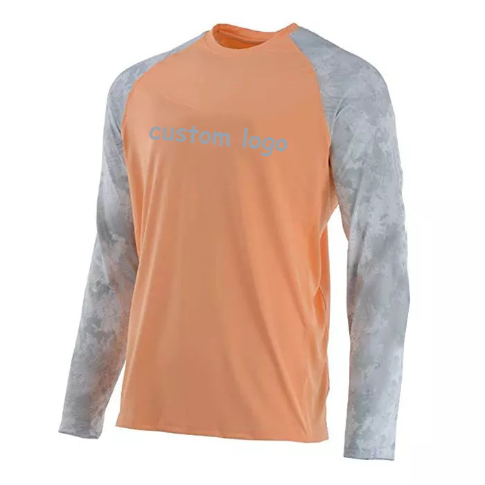 Wholesale polyester uv sun protection customized design sublimation camo men's fishing shirts