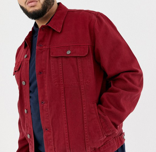 Custom Oversized Stonewashed Custom Design Men Jean Red Denim Jacket