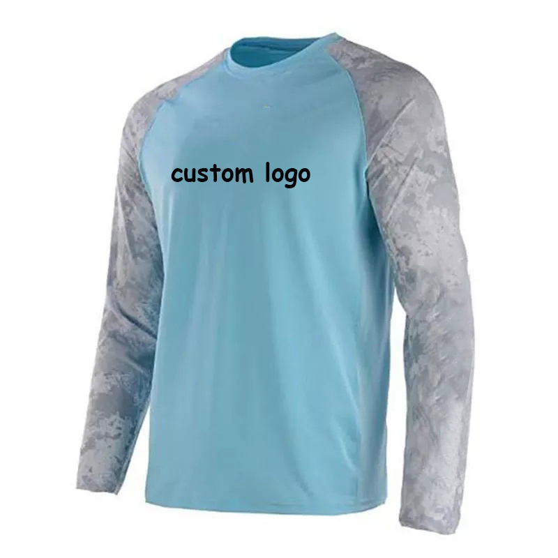 Wholesale polyester uv sun protection customized design sublimation camo men's fishing shirts