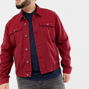 Custom Oversized Stonewashed Custom Design Men Jean Red Denim Jacket