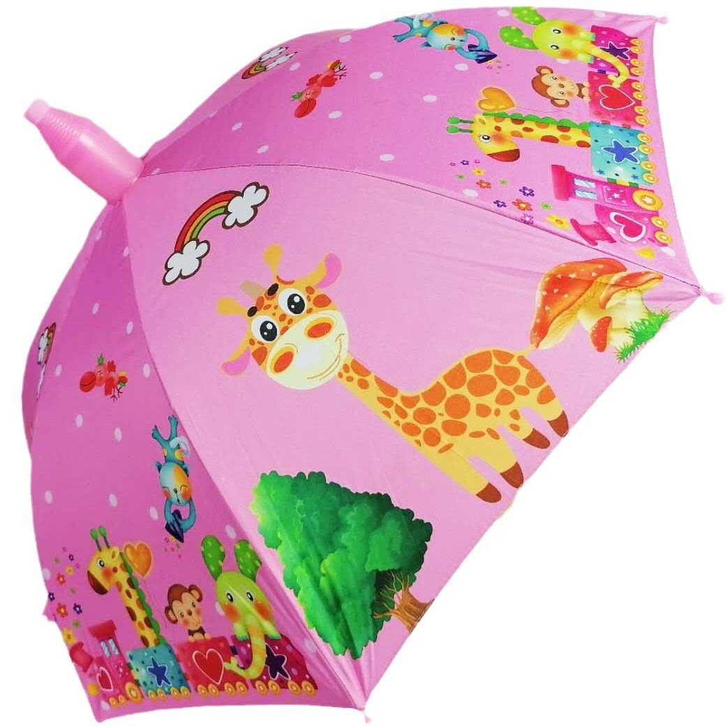 Kids Princess Girls Boy Umbrella Stick Rain Umbrella With Black Coated Character Cartoon Animal Children Sun Umbrella W24-290