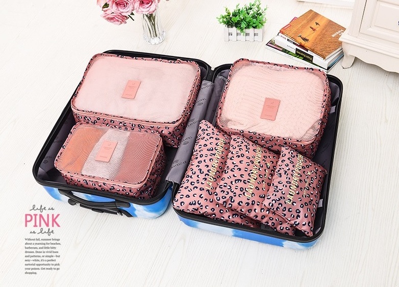 6pcs Travel Storage Organizer Bags Portable Travel Suitcase Organizer Bags For Women Clothes Shoes Makeup Bag Luggage Organizer